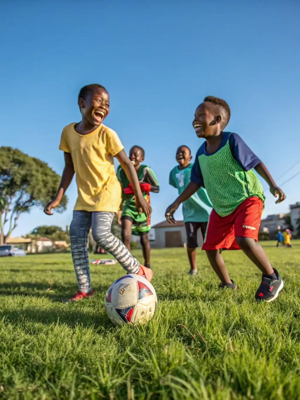 A photo of APEI 78 members participating in a sports activity, such as a friendly soccer match, promoting physical fitness and teamwork.